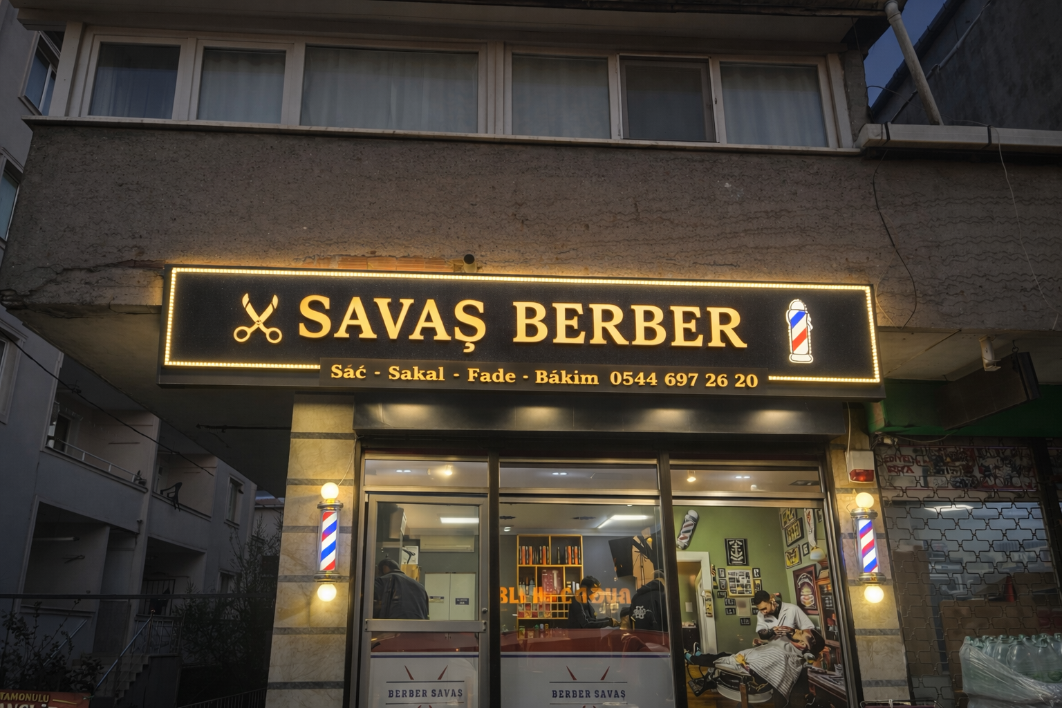Savaş Berber gece tabelası